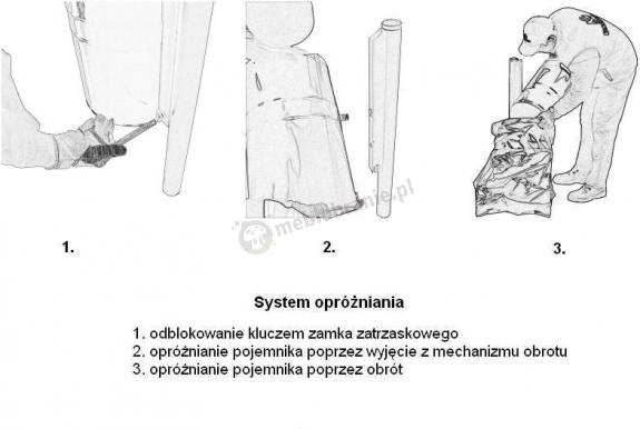 Metalowy kosz KB 3 opróżnianie
