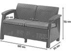 Curver Corfu Sofa Love Seat cappucino wymiary