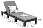 Sezlong cu spatar ajustabil, pernă inclusă,  Daytona Keter, 65 x 195 x 70, gri - wymiary