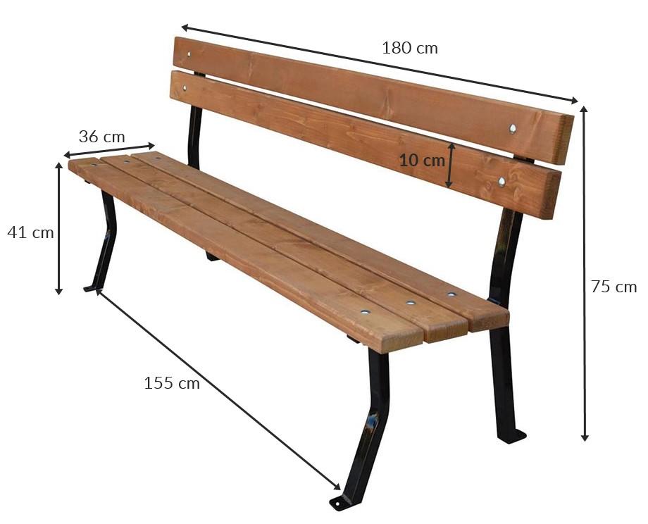 Wymiary drewnianej ławki ogrodowej Nelia