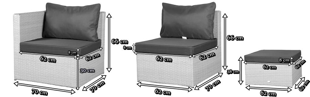 Wymiary modułów FARLITO Black Along & Ice Grey