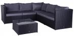 Komplet ogrodowy z technorattanu FARLITO IX CORNER Black Along & Ice Grey