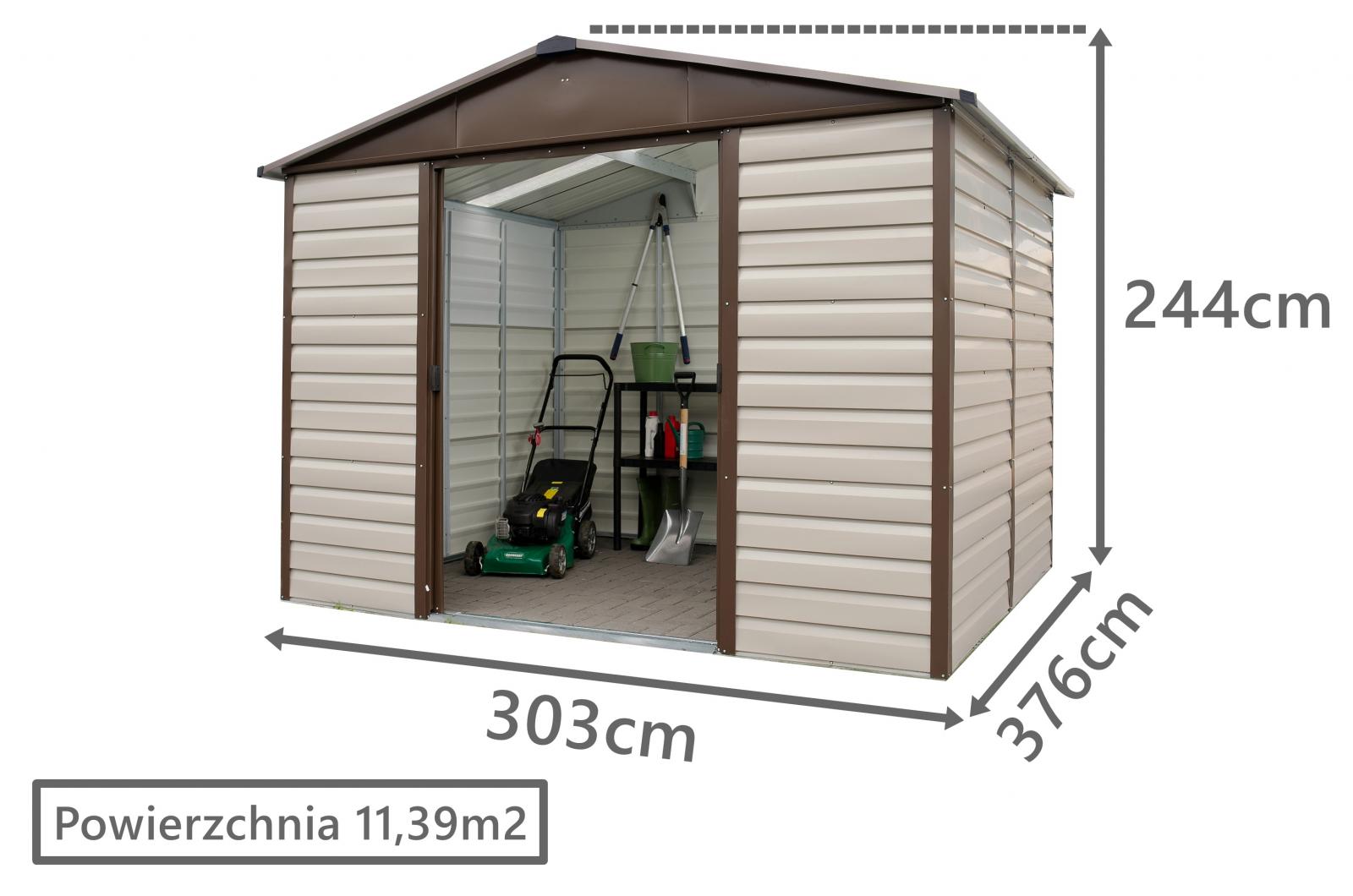Schowek na narzędzia ogrodowe Yardmaster 1012TBSL Shiplap wymiary
