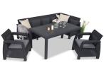 Set mobilier gradina Rellme, cu coltar, pentru 7 persoane, plastic, gri - grafit