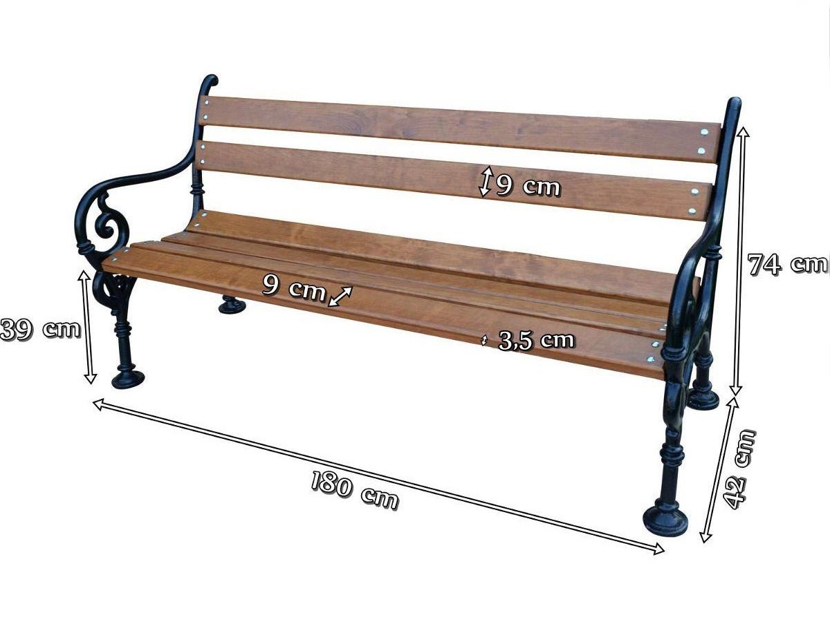 Ławka parkowa typ wiedeński 180cm wymiary