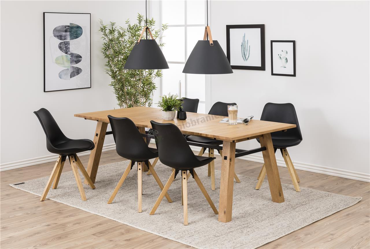 Actona Dima krzesło plastikowe z drewnianymi nogami w nowoczesnej aranżacji