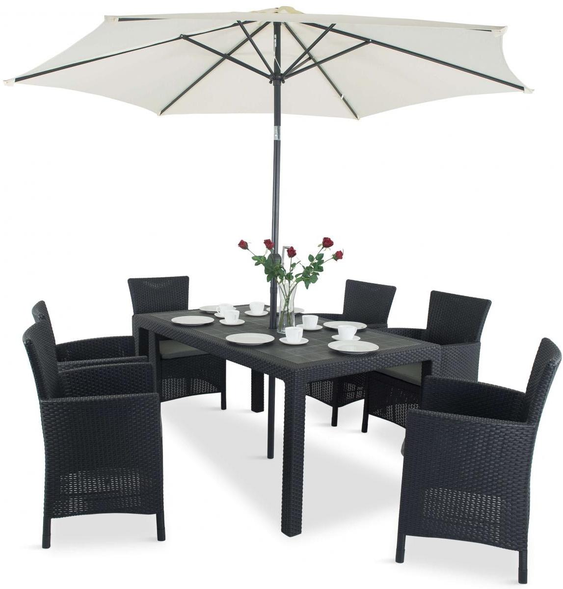 zestaw dla sześciu osób z parasolem