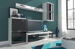 Meblościanka Nowoczesna Intel Biały-Czarny Połysk 210x175 cm - Laski Meble