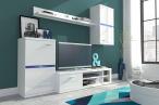 Meblościanka Nowoczesna Intel Biały-Biały Połysk 210x175 cm - Laski Meble