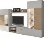 Meble systemowe RTV Amber Meblościanka Biały/Dąb Bursztynowy 300x194