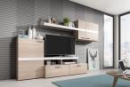 Meblościanka Nowoczesna Max 260x172 cm Dąb sonoma/Biały - Laski Meble