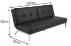 Actona Perugia elegancka sofa rozkładana czarna ekoskóra