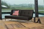 Actona Perugia elegancka sofa rozkładana czarna ekoskóra