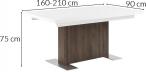 Actona Brick rozkładany stół do jadalni z białym blatem 160-210cm