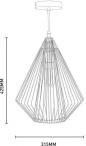Druciana lampa wisząca Grid Pendant HP1428 - wymiary