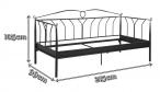 Actona Line czarne łóżko ozdobne z metalu 90x200cm