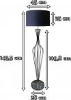Elegancka lampa druciana podłogowa czarna Hugo Floor TS-120630F-BK - wymiary