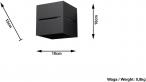 Czarny kinkiet cube Lobo SL.0204 wymiary