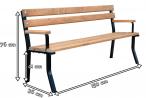 Ławka drewniana stalowa z podłokietnikiem Nelia 150 cm