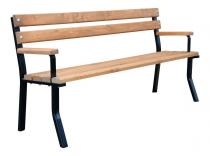 Ławka drewniana stalowa z podłokietnikiem Nelia 180 cm
