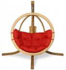 Fotel wiszący drewniany Swing Pod Czerwony