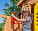 Domek ogrodowy drewniany ze zjeżdżalnią Fungoo MyHouse