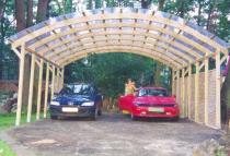 Modułowy garaż drewniany z dachem na 2 auta 6x6m