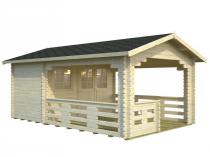 Domek drewniany z tarasem Jacek B 3,5x5,5 (6,1+10,6 m2)