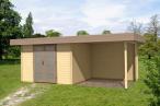 Domek drewniany letniskowy z wiatą KRUK B 6x2,5 (15,2m2)