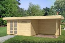 Nowoczesny domek z drewna z wiatą Kruk C 7x2,5 (16,8m2)