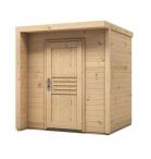 Nowoczesny schowek do ogrodu z drewna Bratek natur 2x2