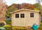 Drewniany domek ogrodowy tarasem Narcyz 416x316