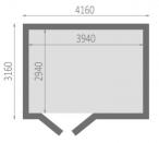 Drewniany domek ogrodowy tarasem Narcyz 416x316