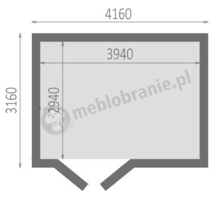 Drewniany domek ogrodowy tarasem Narcyz 416x316