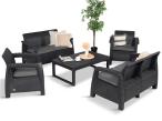 Set mobilier de gradina CFL6 cu măsă reglabilă, Grafit - Gri