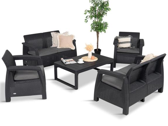 Set mobilier de gradina CFL6 cu măsă reglabilă, Grafit - Gri