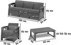 Set mobilier terasă cu măsă reglabilă Corfu Lyon Set Max pentru 5 persoane, maro - wymiary