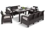 Mobilier de grădină cu masă 160x95cm Keter Fiesta Max maro