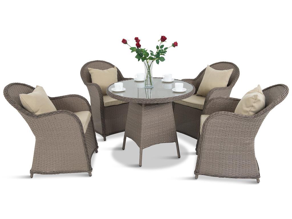 Altito Quatro Dining zestaw obiadowy z technorattanu Zebra & Beige - fotel