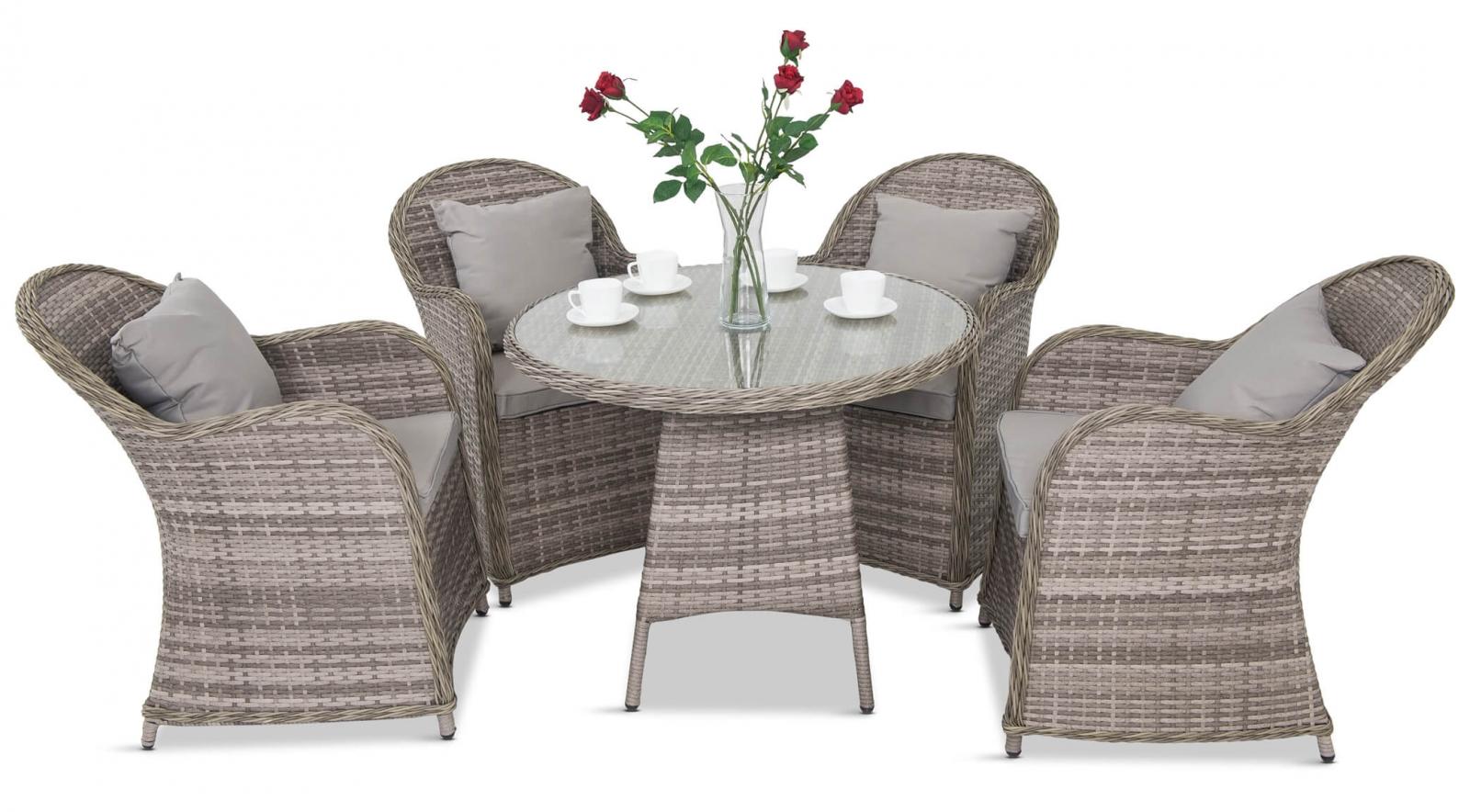Altito Quatro Dining zestaw obiadowy technorattan Dim Grey & Taupe - aranżacja
