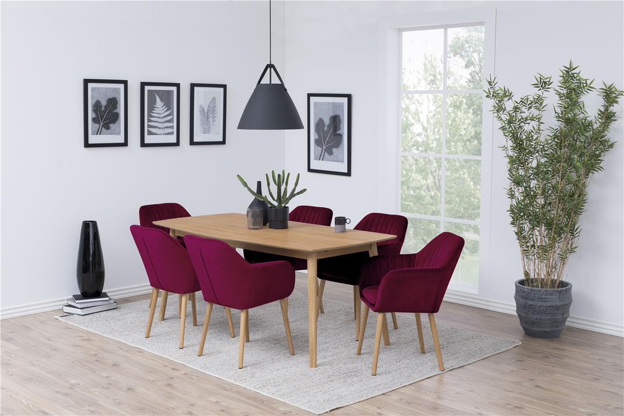 Aksamitne bordowe krzesło do salonu i jadalni Emilia Actona