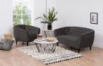 Sofa Ria 2-osobowa z pikowaniem ciemnoszary welur