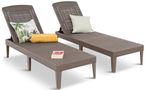 Komplet składanych leżaków ogrodowych beżowych