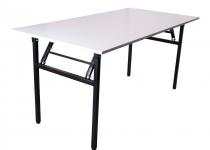 Składany stół 160x80cm biały blat - czarny stelaż