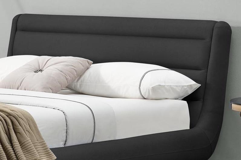 Grafitowy, tapicerowany zagłówek łóżka