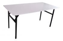 Składany stół 180x90cm biały blat - czarny stelaż