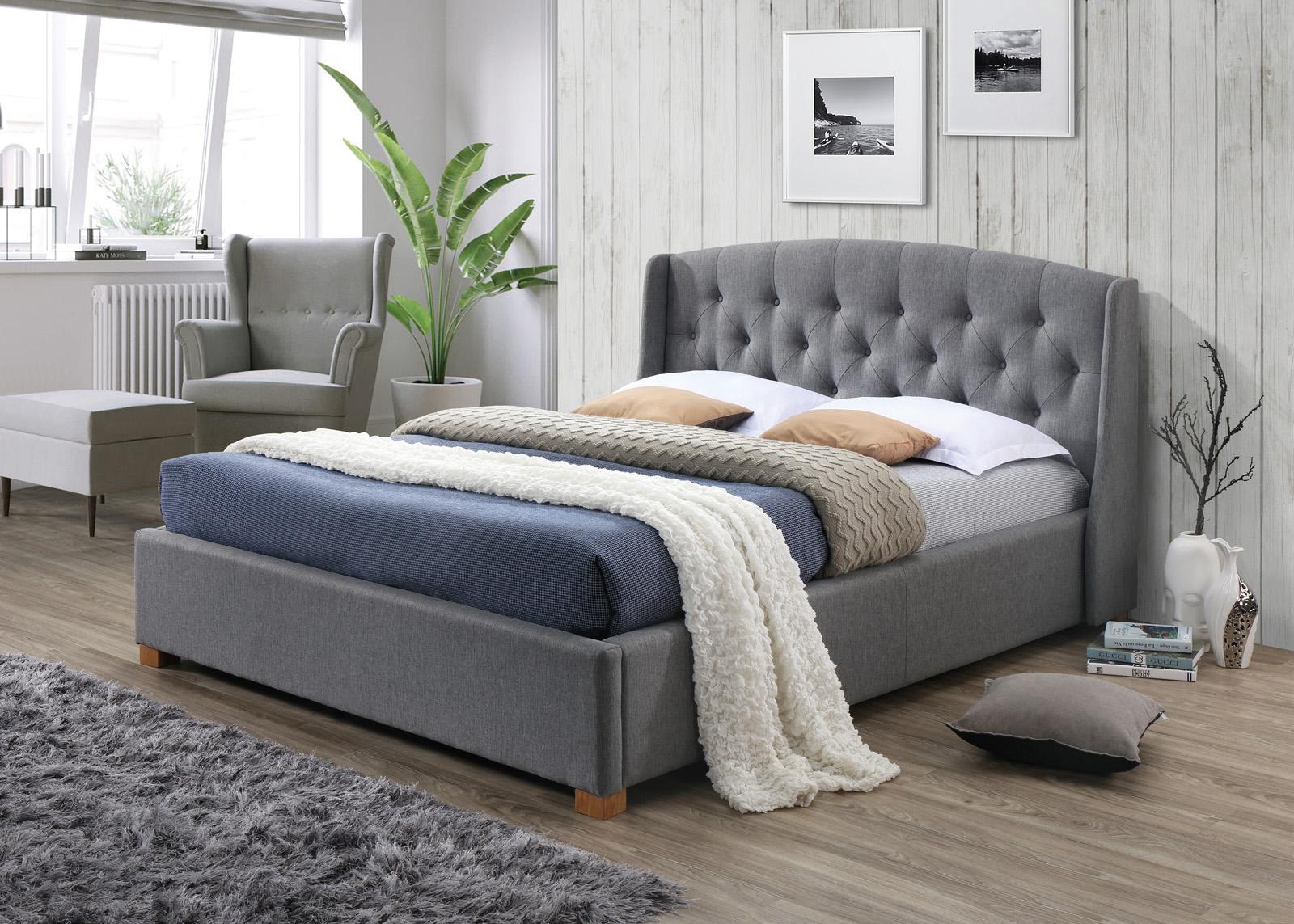 Tapicerowane łóżko z pojemnikiem Hampton