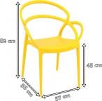 Wytrzymałe krzesło plastikowe Mila Yellow - wymiary