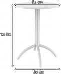 Wytrzymały stolik kawowy Octopus 60 White - wymiary