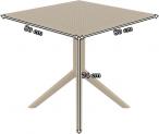Kwadratowy stół z tworzywa Sky Table 80 Taupe - wymiary